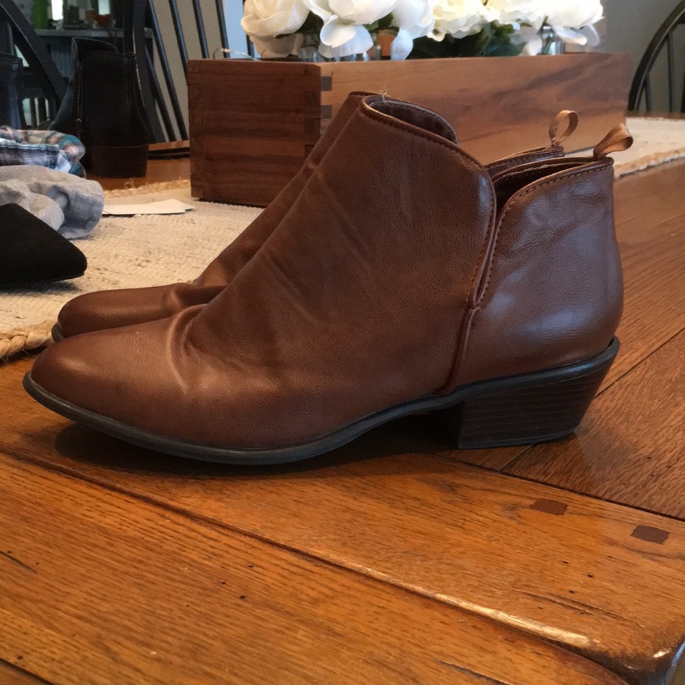 Brown booties.